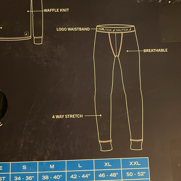 Nautica Mens Thermal Set Waffle Knit Navy Blue Green Plaid Pajama size L - Picture 7 of 8